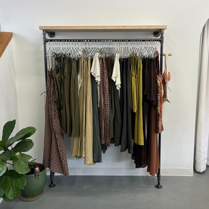 KISH Boutique – Large Space-Saving Wall Racks with Maple Shelves & Hooks