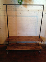 Industrial clothing rack with shelves