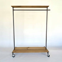 Monroe Trades Clothing rack with two wood shelves and hangar with side hook