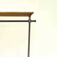 Monroe Trades rolling clothing rack closeup of top shelf and side hook option