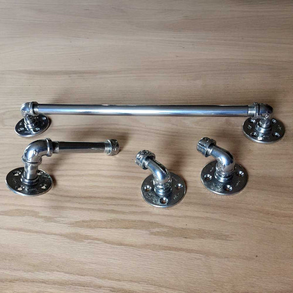 Chrome bathroom hook and hanger set