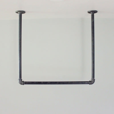 Industrial Ceiling-Mounted Clothing Rack – Space-Saving Hanging Bar