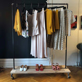 Rolling Clothing Rack with Cedar Shelf
