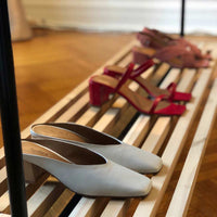 Rolling Clothing Rack with Cedar Shelf