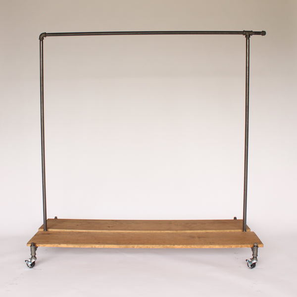 TEJANO Double Clothing Rack with Wheels and Shelf (Steel)
