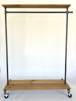 Industrial clothing rack with top shelf