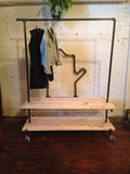 Industrial clothing rack with shelves
