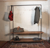 Industrial clothing rack with shelves